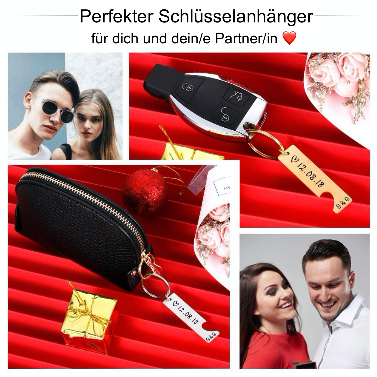 Liebesgeschenk Schlüsselanhänger | Personalisieren: Datum + Initialen